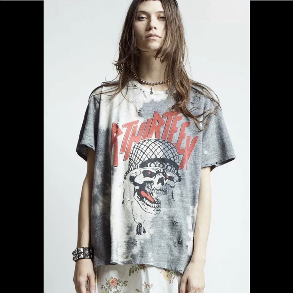 R13 Exploited Punk Oversized T- Bleached Grey. Size L